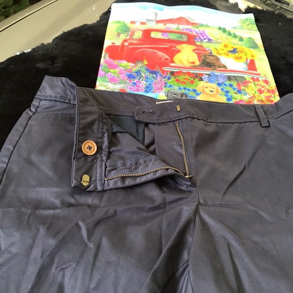 NWT Studio II Navy Blue Twill Khaki Walking Shorts 14 Polyester Cotton Blend - Picture 9 of 10